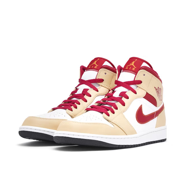 Air Jordan 1 Mid 'Light Curry Cardinal Red'